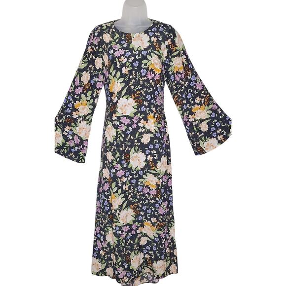 Yumi Kim Milano Maxi Dress Dark Black Floral Long Medium Open Back Boho Romantic - Picture 3 of 14